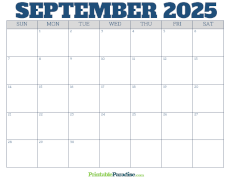 Free Blank September 2025 Calendar