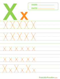 Letter X Dotted Trace Sheet