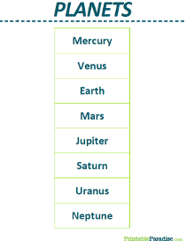 List of 8 Planets