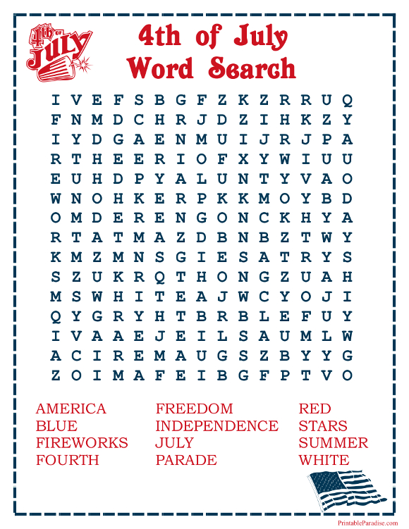 Printable 4th of July Word Search