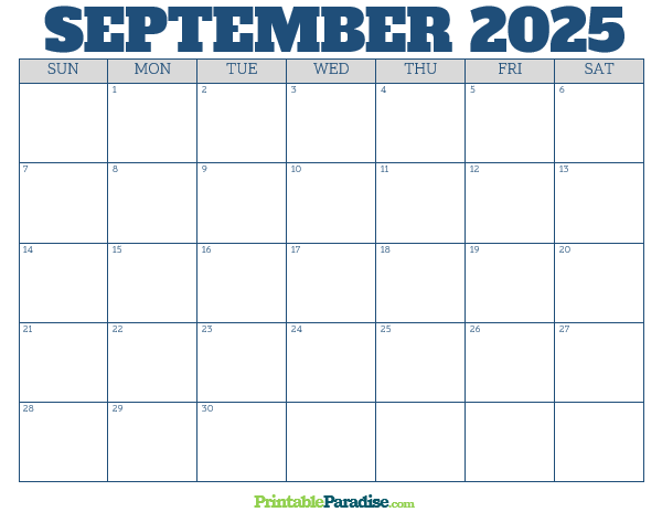 Printable September 2025 Calendar
