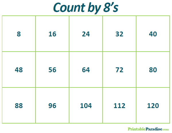 Printable Count by 8's Practice Chart