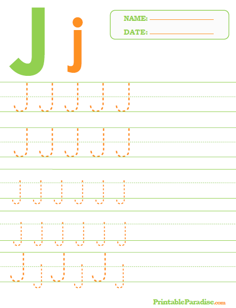 Printable Letter J Tracing Worksheet