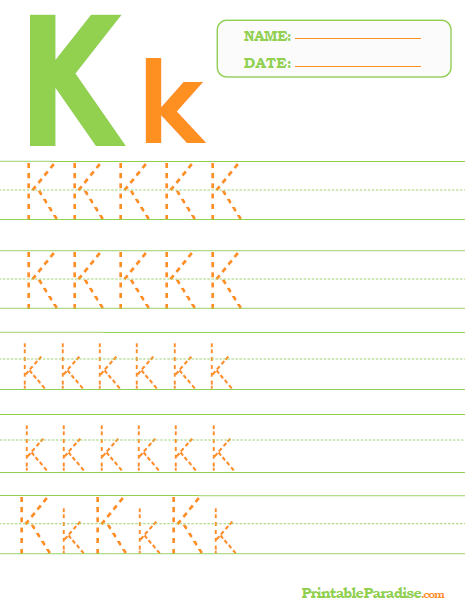 Printable Letter K Tracing Worksheet