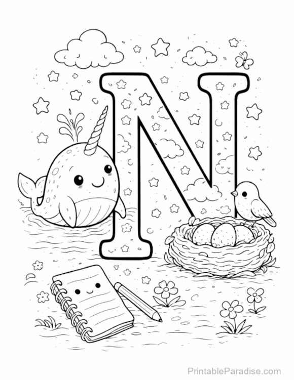 Printable Letter N Coloring Page