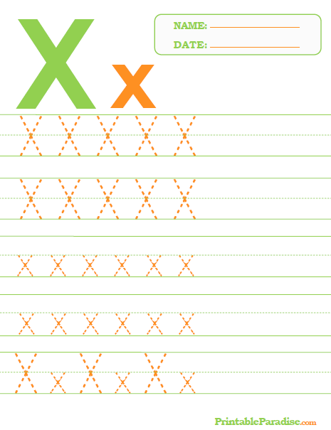 Printable Letter X Tracing Worksheet