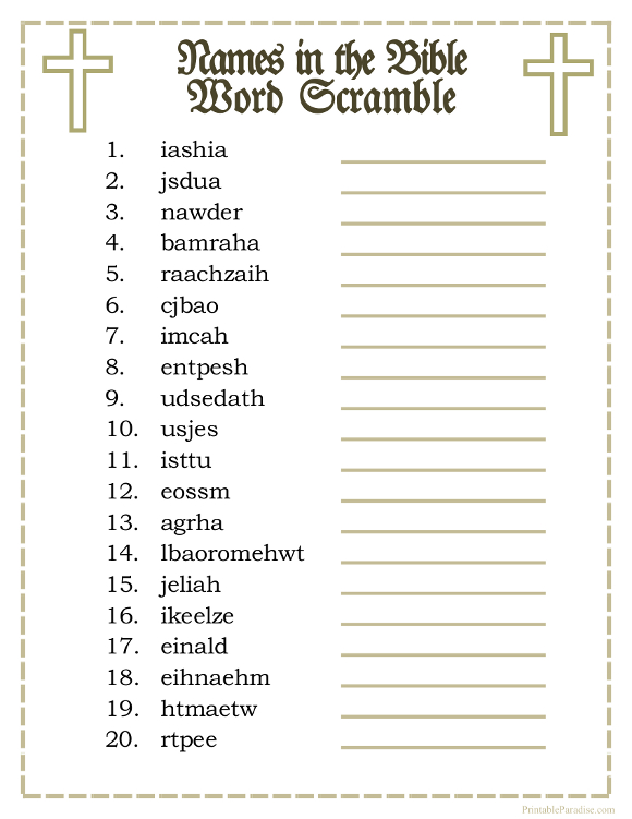 printable names in the bible word scramble