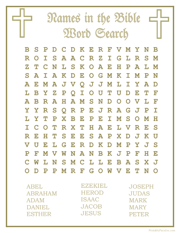 Printable Names in the Bible Word Search