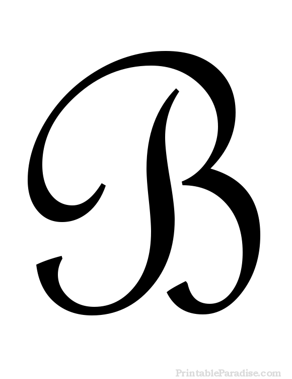 Printable Letter B in Cursive Writing