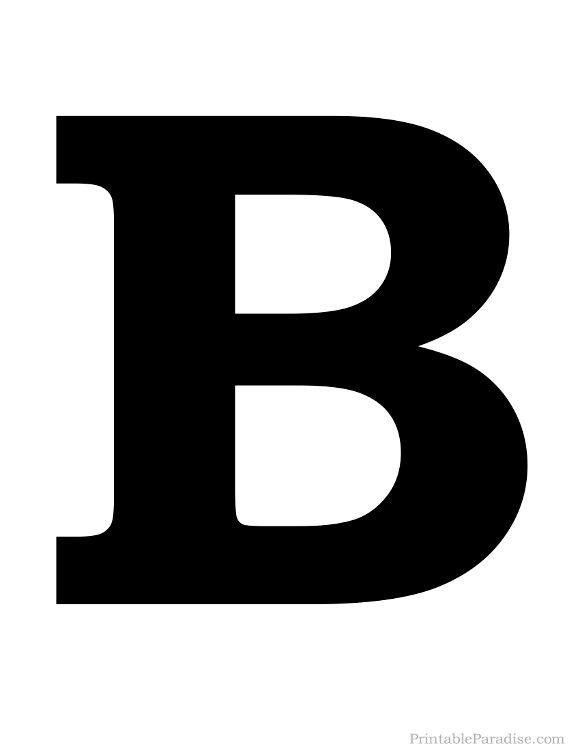 Printable Solid Black Letter B Silhouette