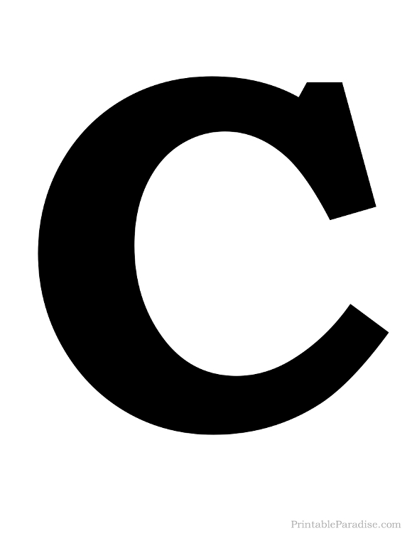 Printable Solid Black Letter C Silhouette