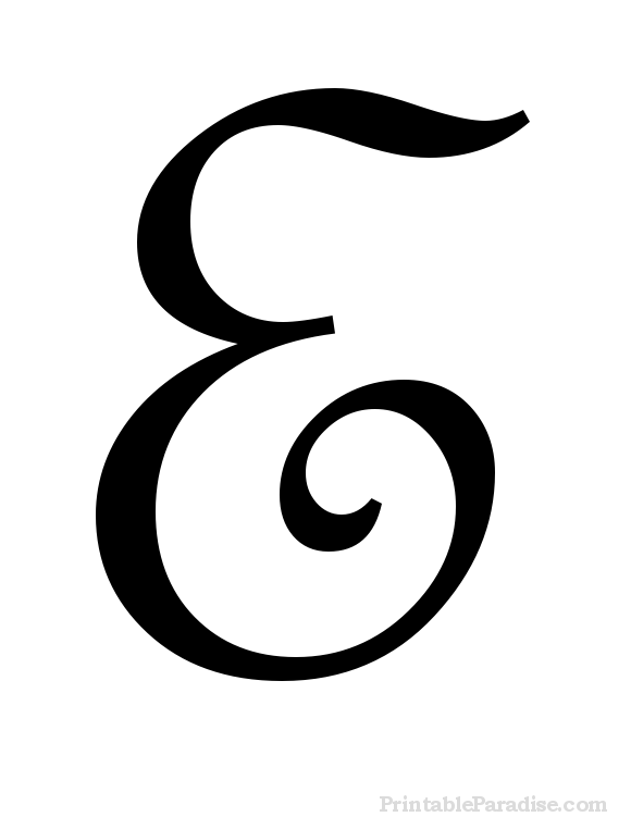Printable Letter E in Cursive Writing