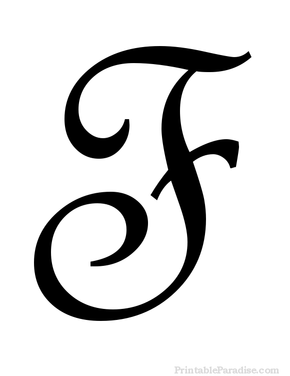 Printable Letter F in Cursive Writing