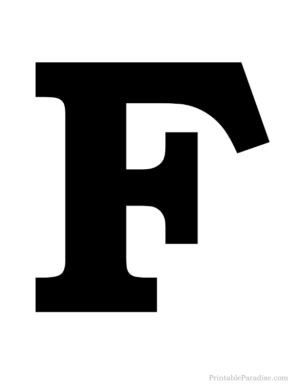 Printable Solid Black Letter F Silhouette