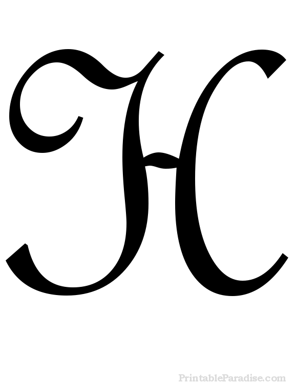 Printable Letter H in Cursive Writing