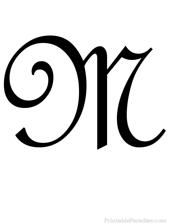 Printable Letter M in Cursive Writing