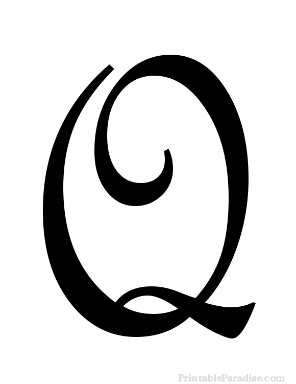 Printable Letter Q in Cursive Writing