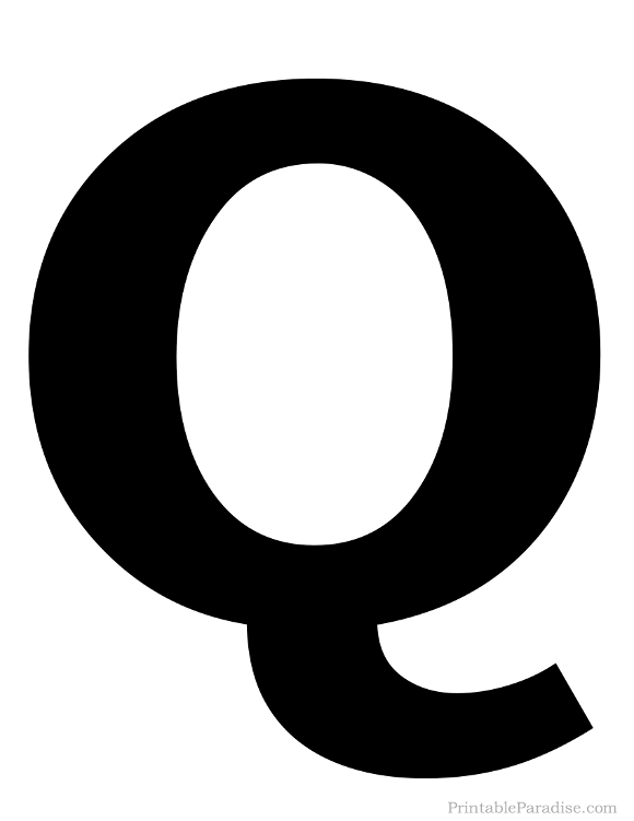 Printable Solid Black Letter Q Silhouette
