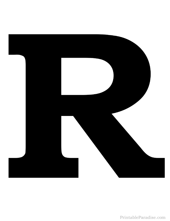 Printable Solid Black Letter R Silhouette
