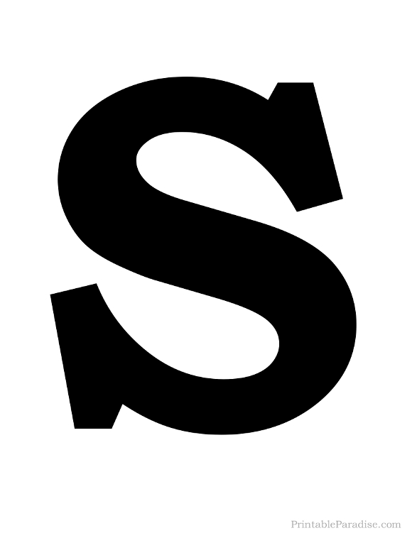 Printable Solid Black Letter S Silhouette
