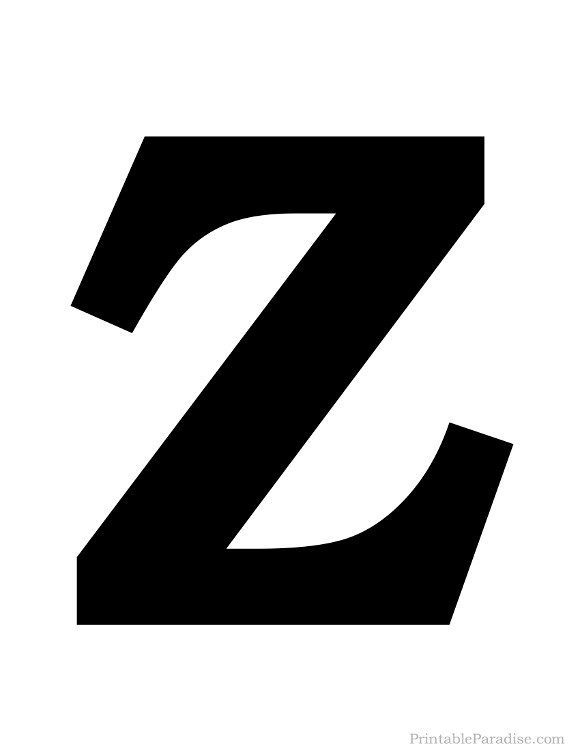 Printable Letter Z Silhouette Print Solid Black Letter Z