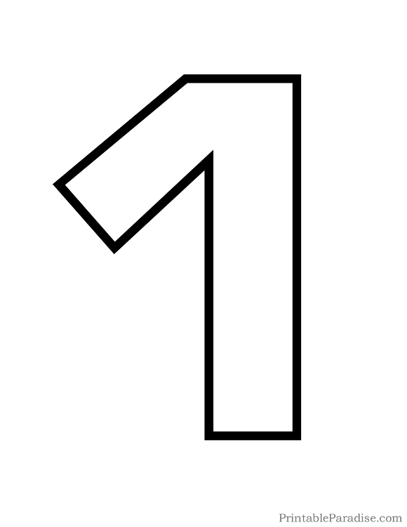 Printable Number 1 Outline Print Bubble Number 1