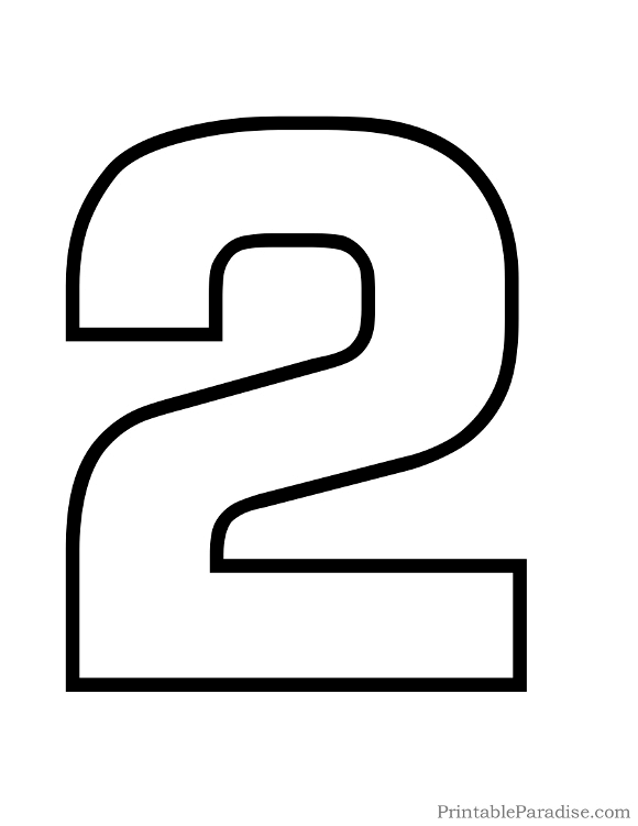 Printable Bubble Number 2 Outline