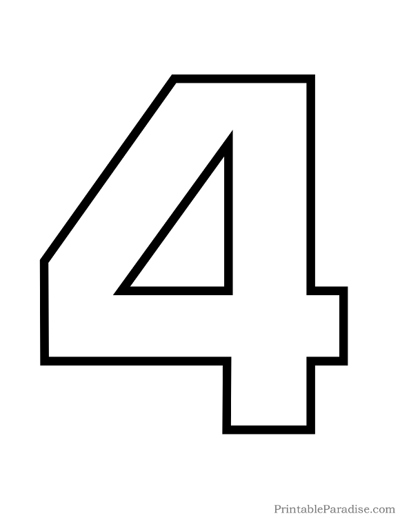 Printable Number 4 Outline Print Bubble Number 4