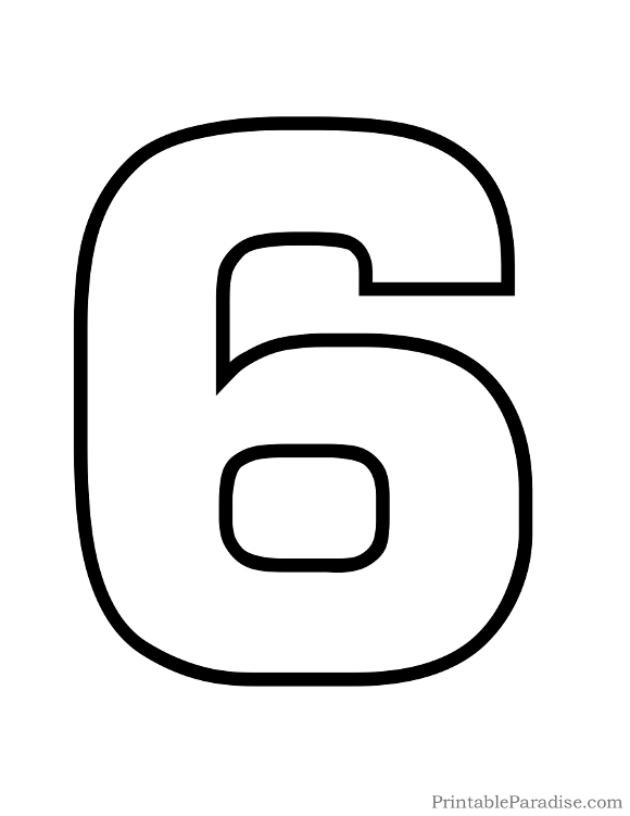 Printable Bubble Number 6 Outline