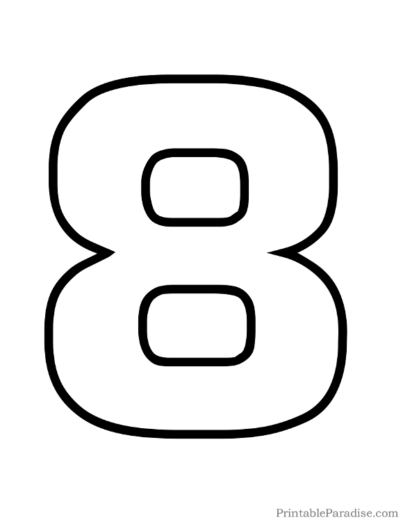 Printable Bubble Number 8 Outline