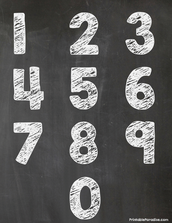 Printable Chalkboard Number 0 9 On One Page