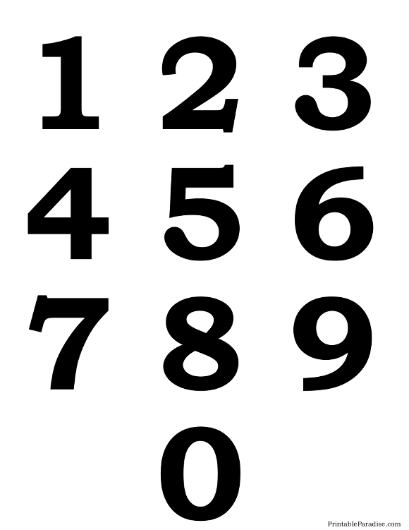 Printable Silhouette Numbers 0-9