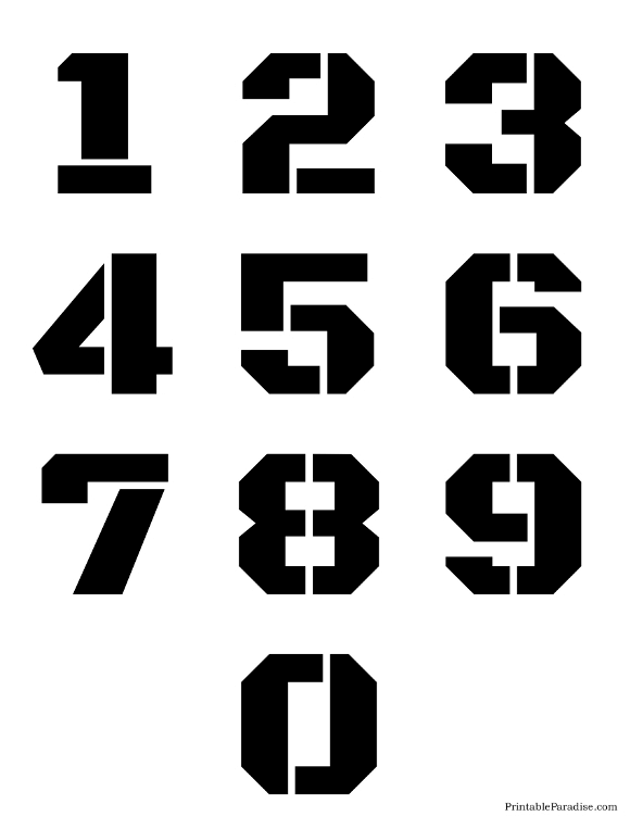 Printable Stencils for Numbers 0-9 on One Page