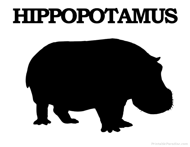 Printable Hippopotamus Silhouette