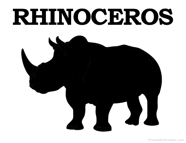 Printable Rhinoceros Silhouette