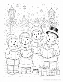 Christmas Carolers Coloring Page