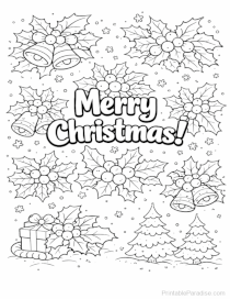 Christmas Holly Coloring Page