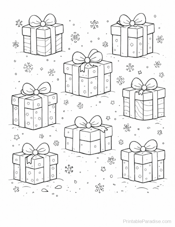 Printable Christmas Presents Coloring Page
