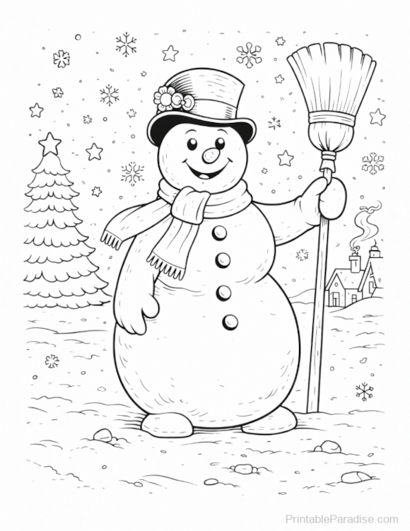 Printable Frosty The Snowman Coloring Page