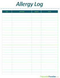 Sheet To Track Allergies