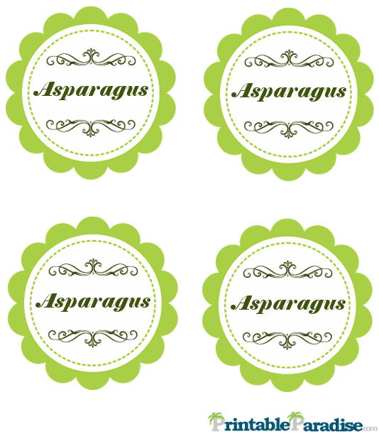 Printable Asparagus Jar Canning Labels