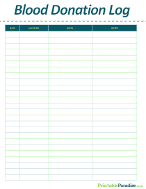 Sheet To Track Blood Donation