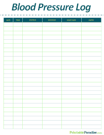Sheet To Track Blood Pressure