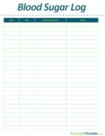 Sheet To Track Blood sugar