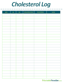 Sheet To Track cholesterol