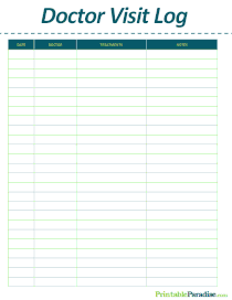 Sheet To Track Doctor Visits