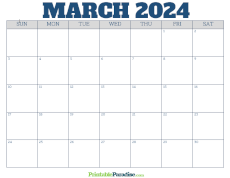Free Blank March 2024 Calendar