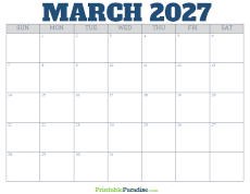Free Blank March 2027 Calendar
