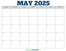 Free Blank May 2025 Calendar