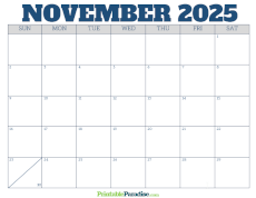 Free Blank November 2025 Calendar